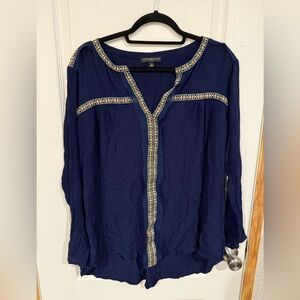 Signature Studio Navy Blouse with beautiful Trim